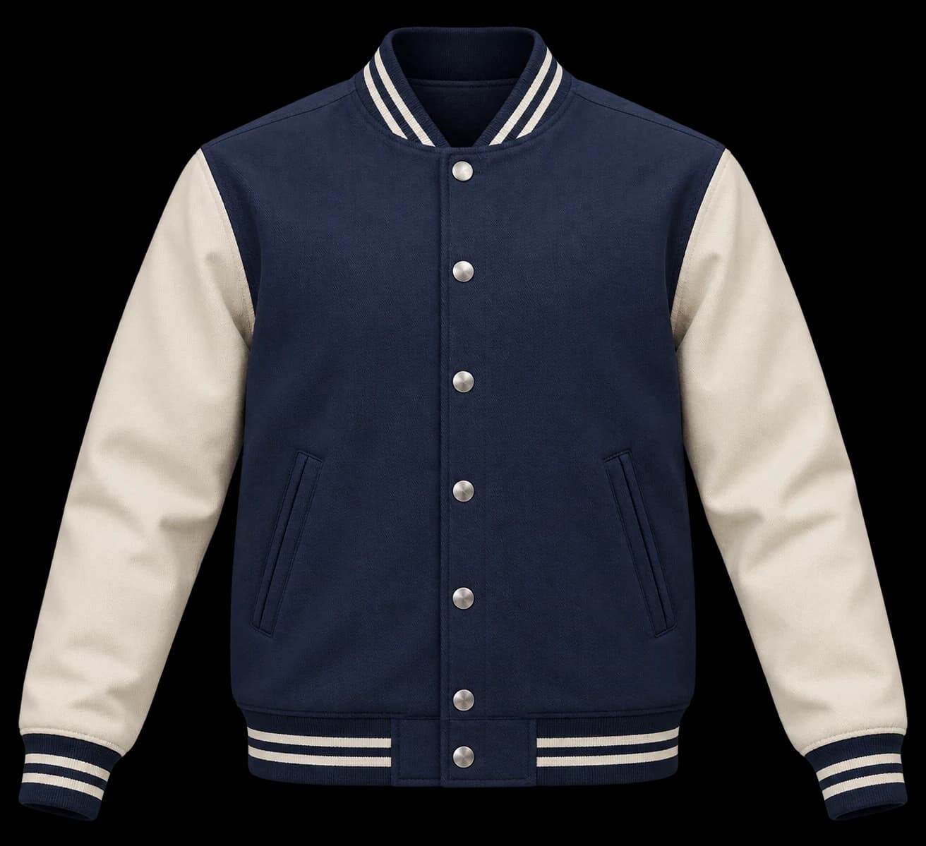 Contrast-Sleeve Snap-Front Varsity Jacket jacket and outerwear in china manufacturer - Forthright factory production detail