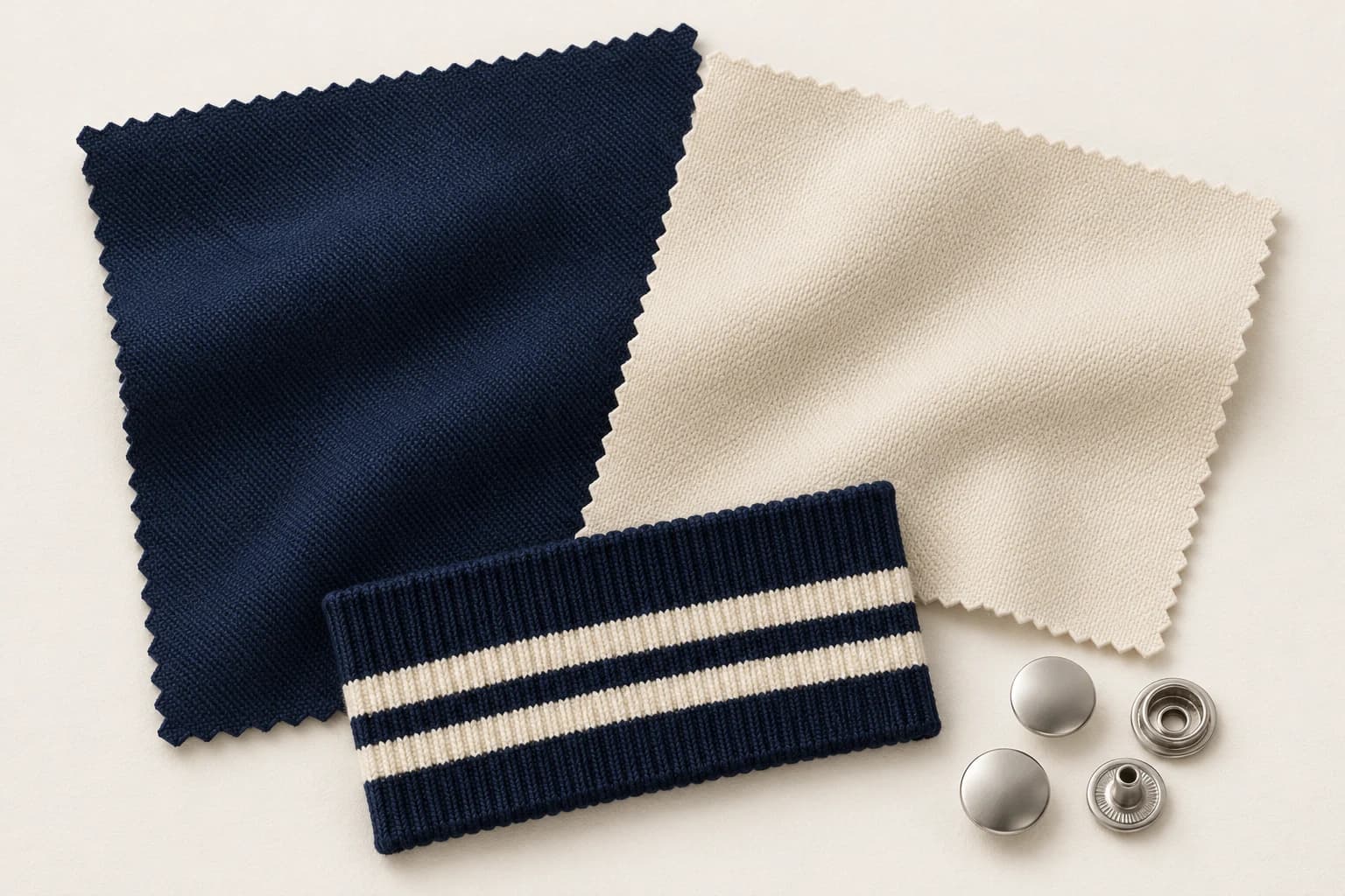 Contrast-Sleeve Snap-Front Varsity Jacket proposed development illustration for body and contrast textiles; final materials remain subject to sampling
