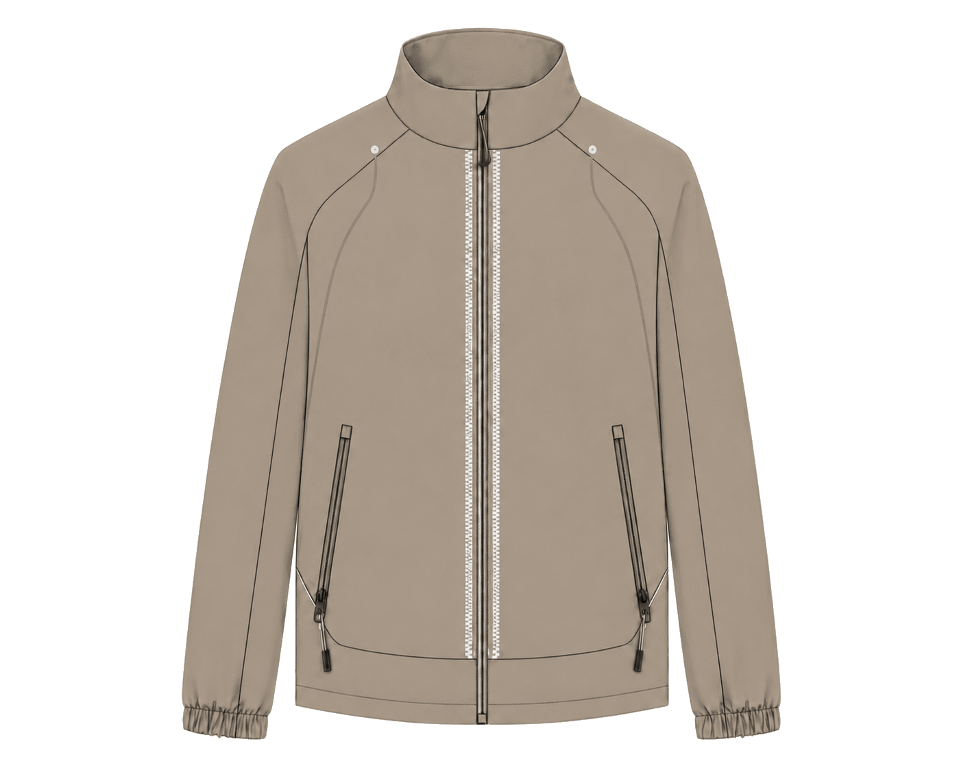 Curved-Piped Raglan Stand-Collar Jacket lightweight jacket manufacturer - Forthright factory production detail