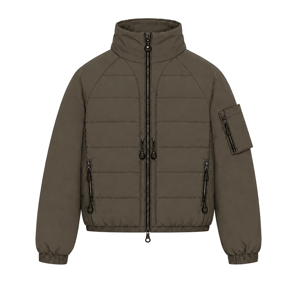 Cropped Stand-Collar Sleeve-Pocket Puffer Jacket puffer jacket manufacturer - Forthright factory production detail