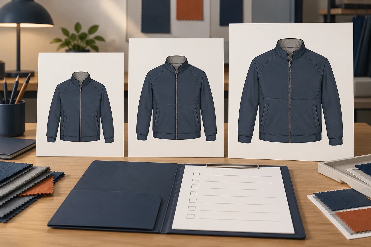 Illustrated comparison of several garment sizes with a shared approval record
