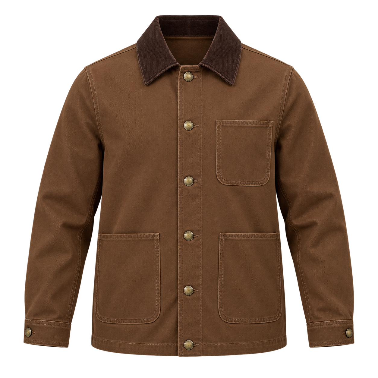 Corduroy-Collar Workwear Jacket front design rendering for OEM and private-label development