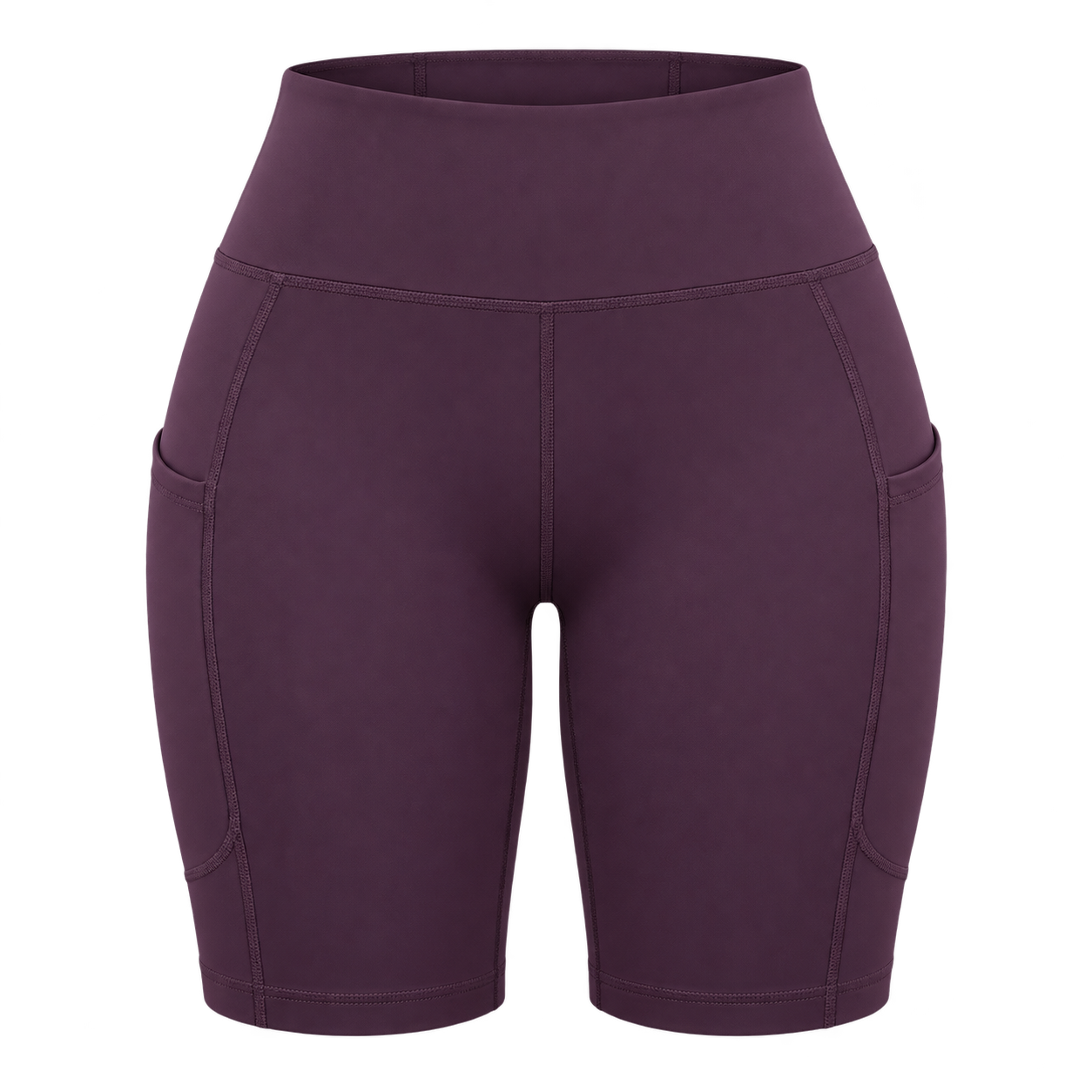 High-Waist Side-Pocket Cycling Shorts front design rendering for OEM and private-label development