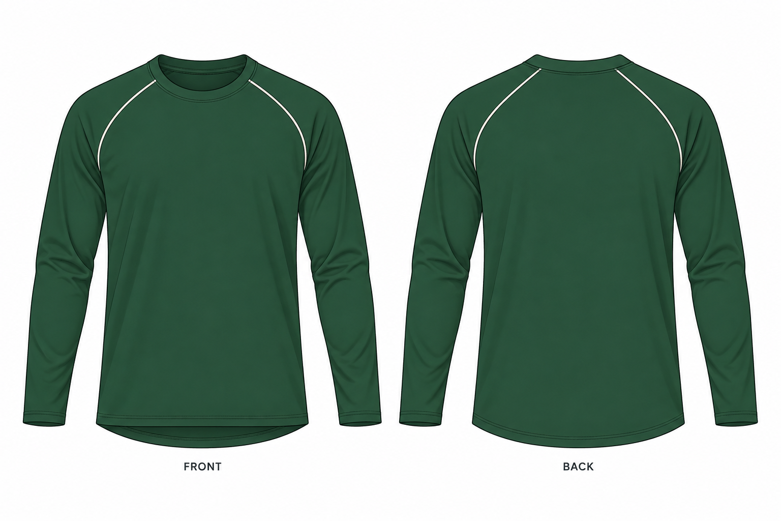 Raglan Long-Sleeve Training Top technical design sheet for buyer review