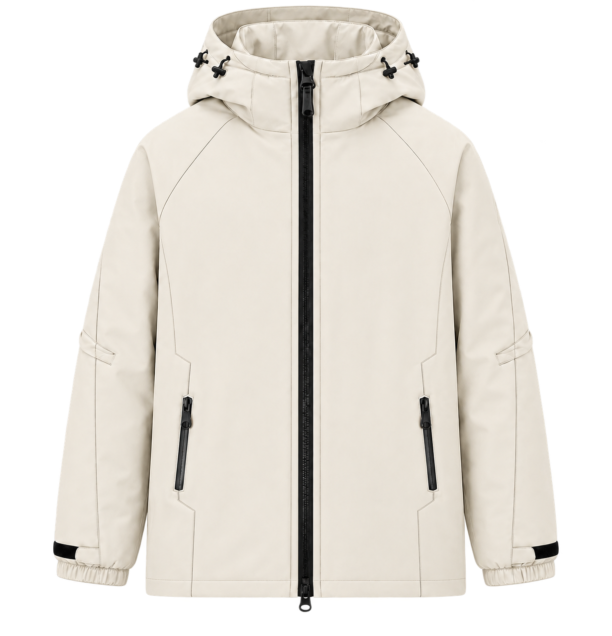Longline Hooded Jacket front view for OEM and private label manufacturing